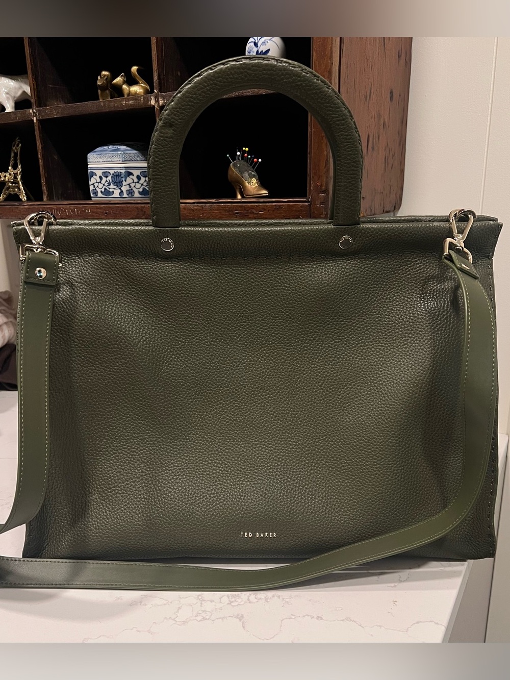 Ted Baker Large Stab Stitch Monicaa Tote in Olive